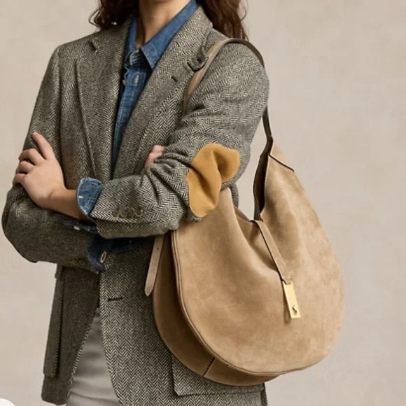 Ralph Lauren Polo ID Suede Large Shoulder Bag - Picture 5 of 12